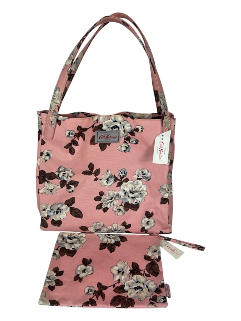 Cath Kidston Shoulder Tote & Zip Pouch Crescent Rose Pink NWT